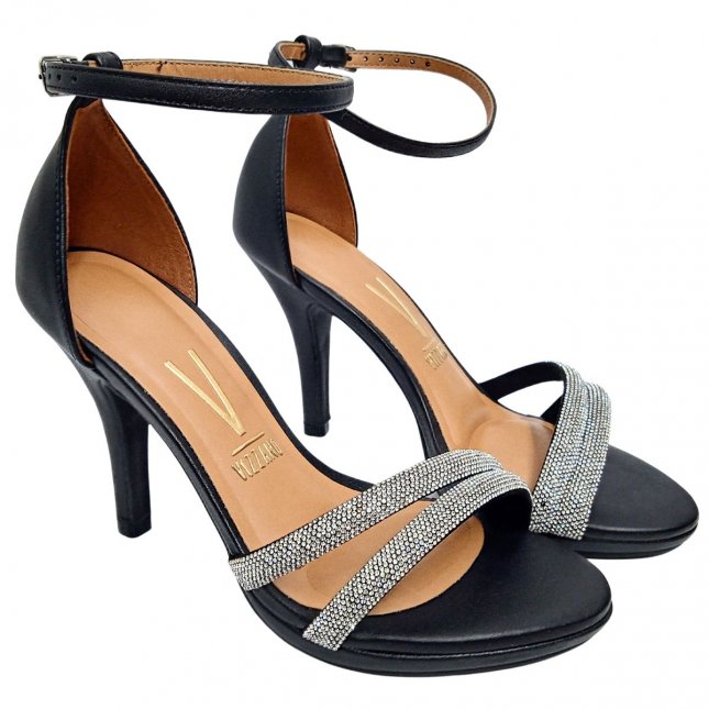 Sandália Social Salto Fino Com Strass Vizzano