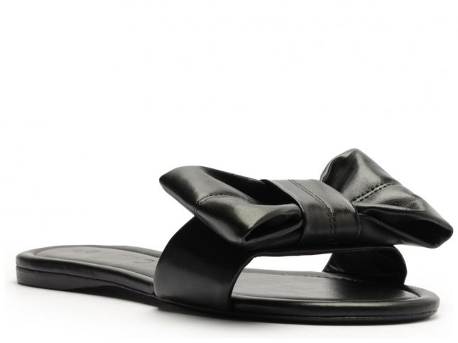 Arezzo Sandalia Preta LaÃ§o Sandália Rasteira Preta Nobuck La Isla