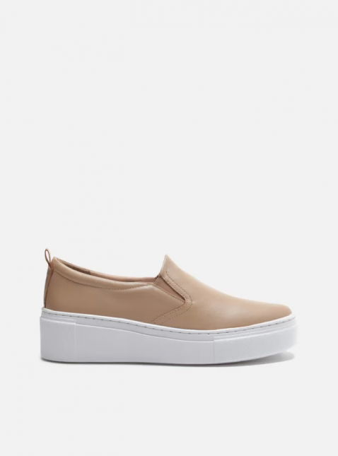 Tênis Arezzo Slip On Flatform Elástico Nude