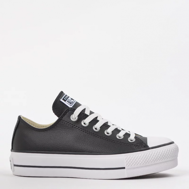 Converse All Star Plataforma Branco Couro