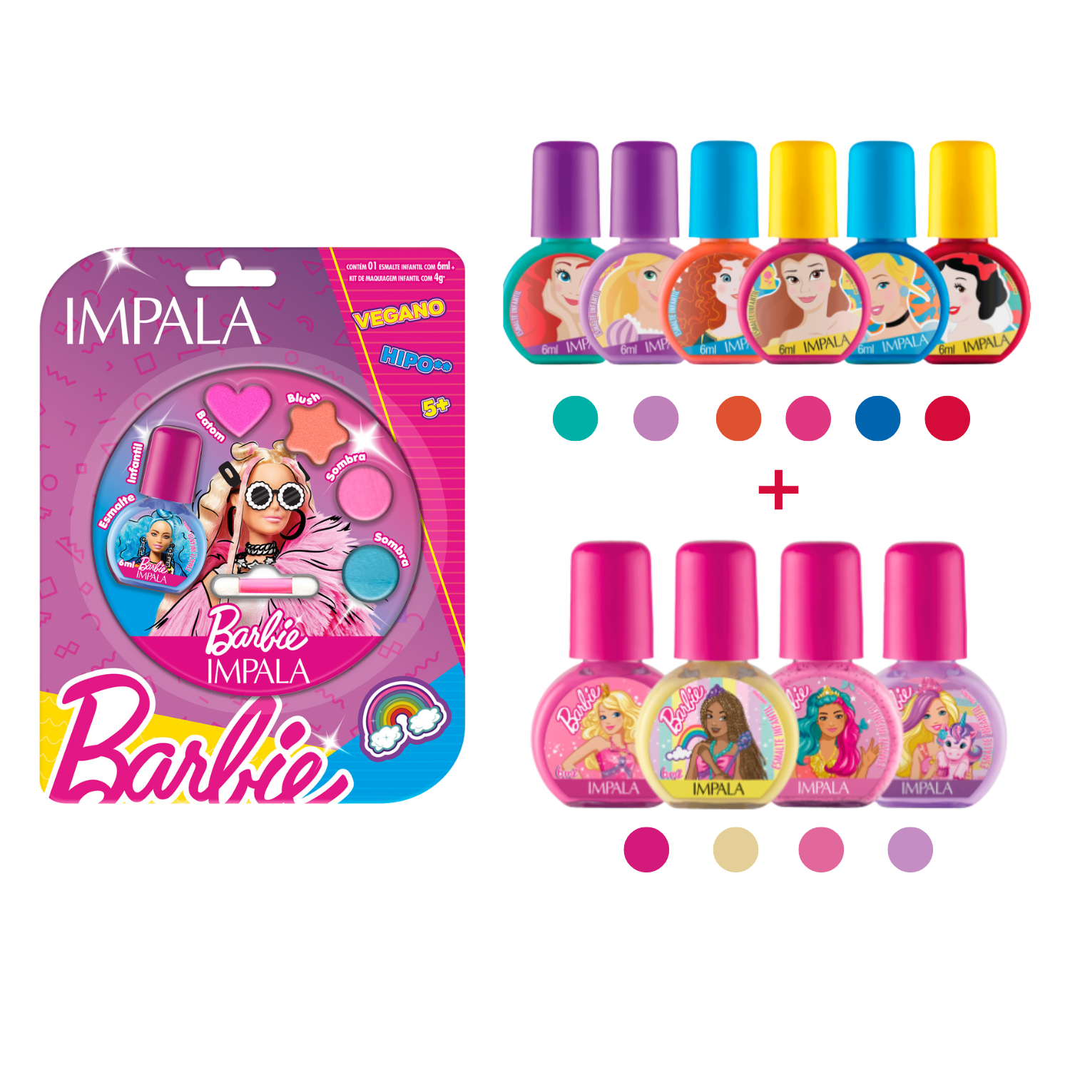 KIT INFANTIL 03: Kit Esmalte com Paleta de Maquiagem Infantil Barbie ...