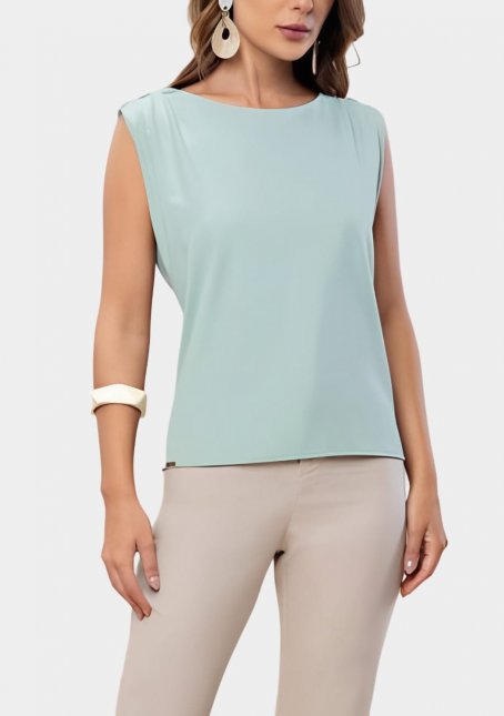 Blusa Rosa Tatuada Feminina Regata Verde Água Iria Calçados