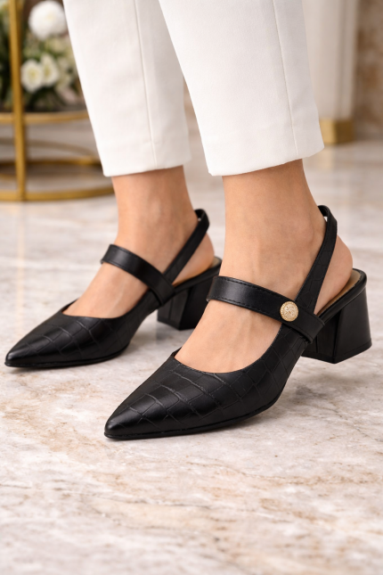 Mule Mississipi Feminino Croco Preto - Iria Calçados