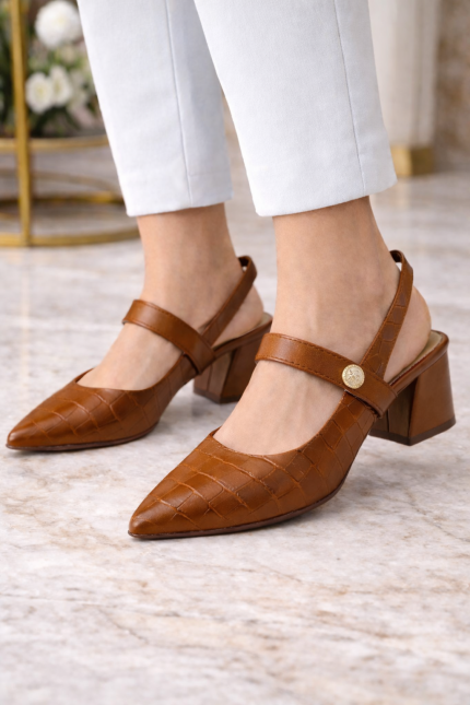 Mule Mississipi Feminino Croco Tabaco - Iria Calçados