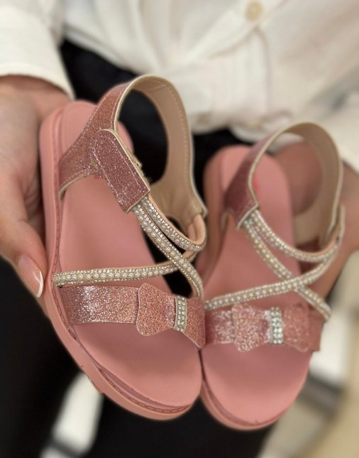 Sandália Molekinha Infanti Com Laço Ouro Rosado Iria Calçados