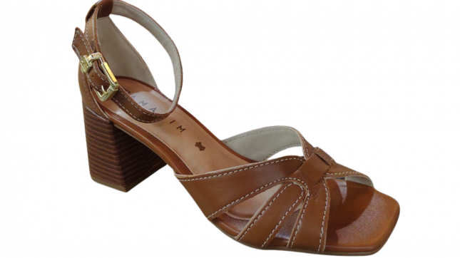 Sandália Ramarim Feminina Salto Médio Marrom Iria Calçados