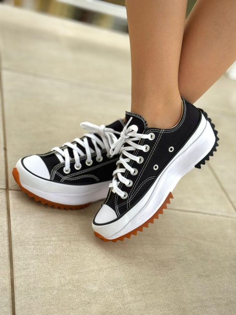 Tênis All Star Plataforma Feminino Preto/Branco/Marrom Iria Calçados