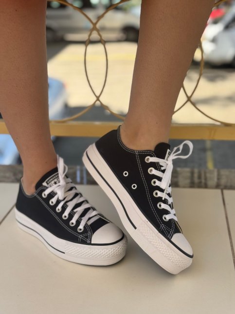 Tênis Converse All Star Plataforma Feminino Preto Iria Calçados