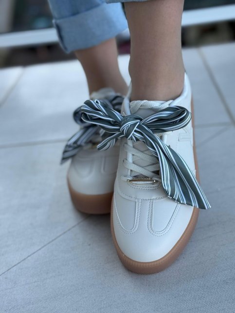 Tênis Vizzano Feminino Branco Casual Off/Verde Iria Calçados