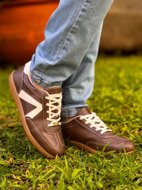 Tênis Vizzano Feminino Casual Chocolate/Branco - Iria Calçados