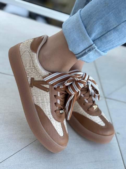 Tênis Vizzano Feminino Casual Natural/Camel Iria Calçados