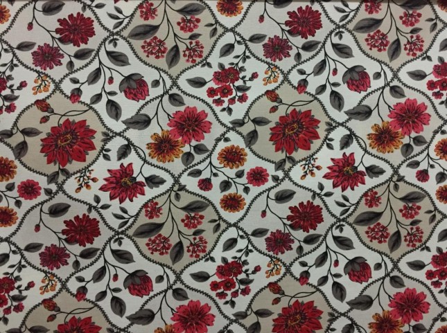 Tecido Belize Floral Vermelho