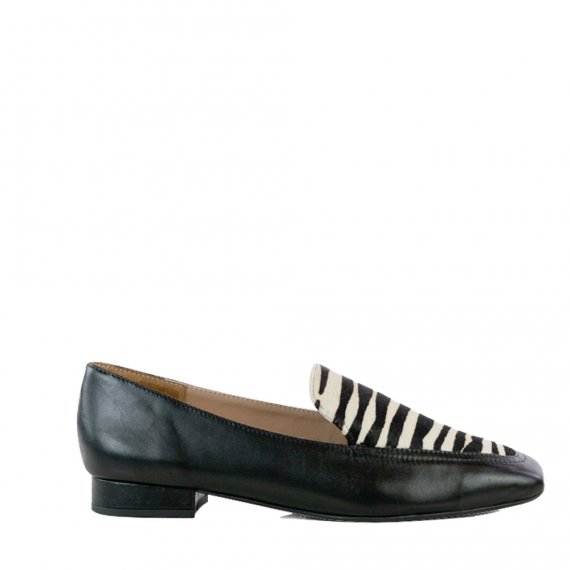 Jorge Alex - Mocassim em Couro Pelo Preto/Zebra