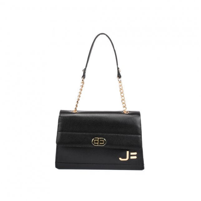Bolsa de Ombro Couro Preto Corrente