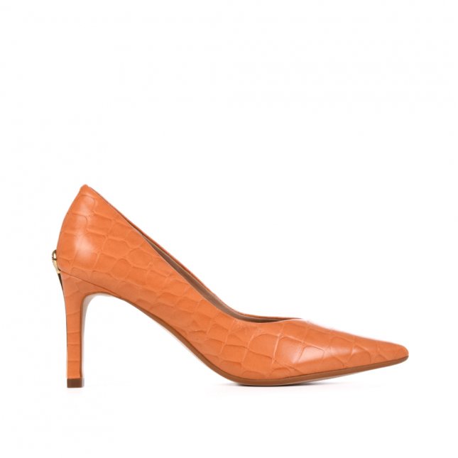 Scarpin Laranja Arenito Salto Mdio Mandala JB Couro