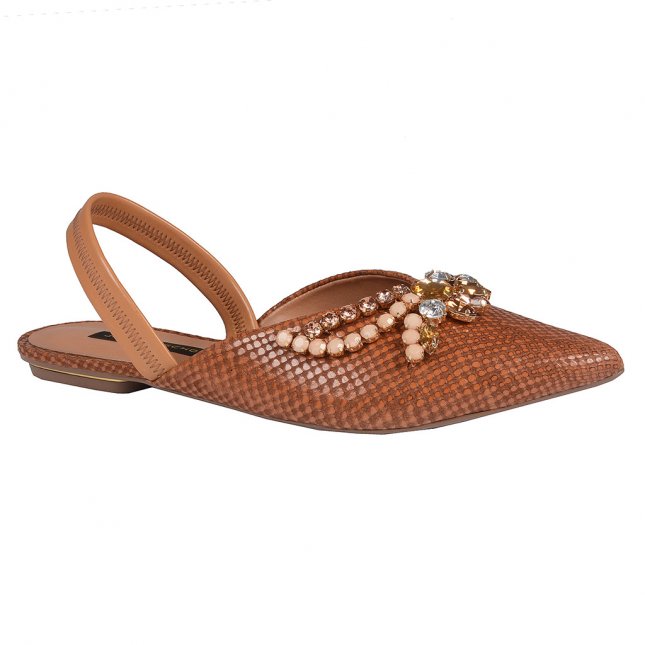 Sapatilha Slingback Couro Snake Âmbar V20