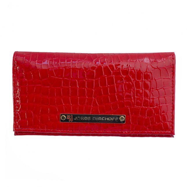 Carteira Porta-Cartão Couro Croco Vermelho V20