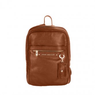 Imagem - Mochila Caramelo Canela Porta Notebook Couro