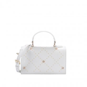 Imagem - Bolsa Satchel Branco JB Dourado Couro