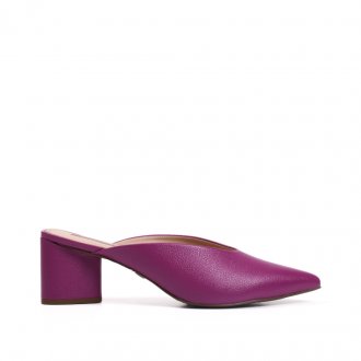 Imagem - Mule Couro Roxo Salto Mdio