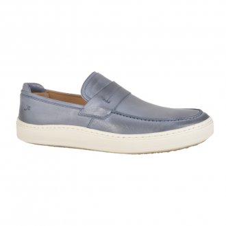 Imagem - Tnis Slip On Azul Jeans Couro