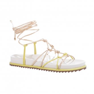 Imagem - Sandlia Flatform Siciliano Dourado Amarrao V23