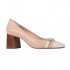 Scarpin Couro Dust/Off White Bico Quadrado V22