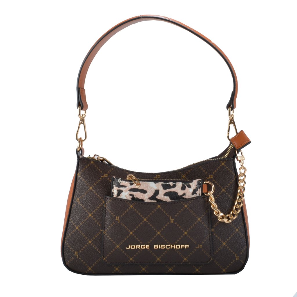 Bolsa Baguete Monograma JB com Bag Charm Bischoff Sapatos