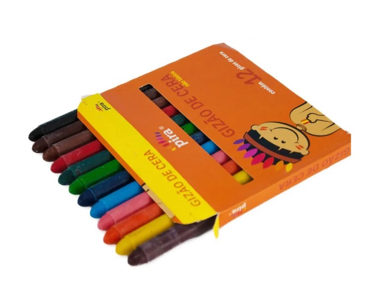 Gizão de Cera Pira 10cm - Conjunto com 12 Cores- Juliplast