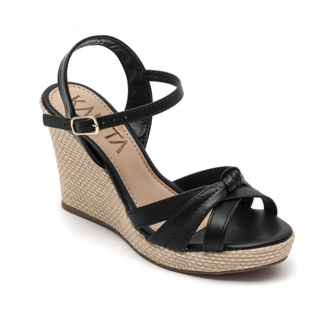 Sandália Anabela Nó Preta