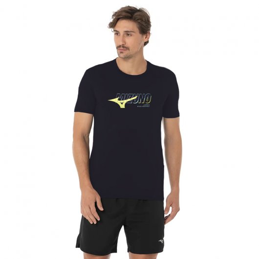 Camiseta Mizuno Cutoff Para Hombre - Azul/Plateado, Estilo Deportivo Y Moderno