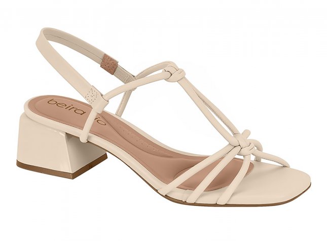 Beira Rio Sandalia Salto Grosso Bege Sandália Salto Bloco Beira