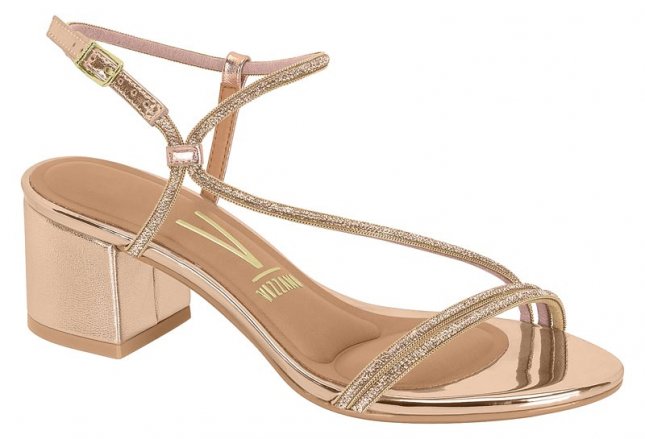 Sandália Salto Bloco Metalizada Vizzano 62911175 Feminino