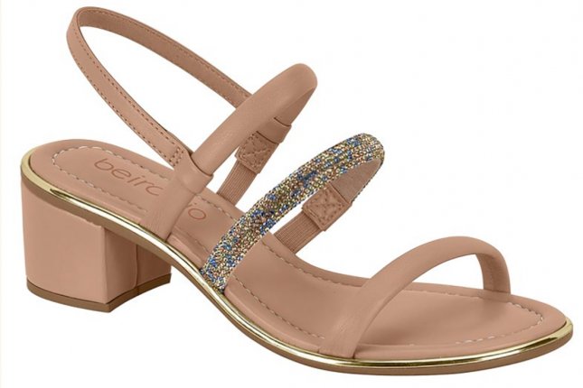 Sandália Salto Bloco Strass Beira Rio 8379237 Feminina