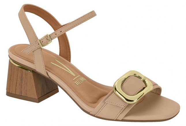 Salto Baixo Sandalia Vizzano Bege Salto Grosso Sandália Salto