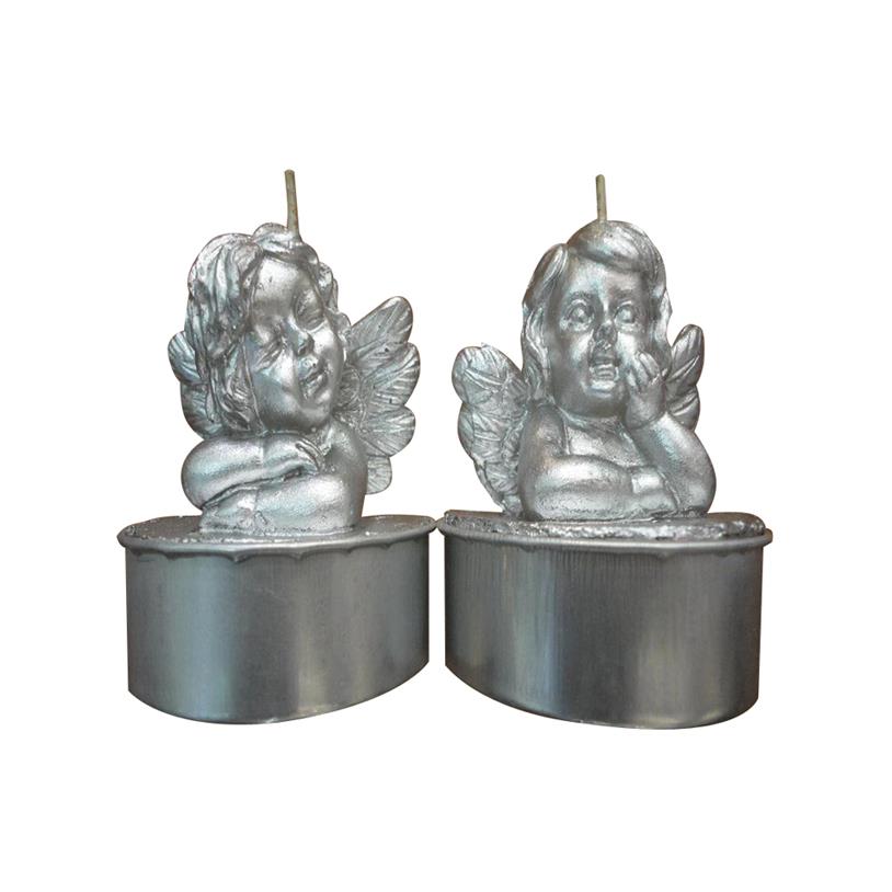 VELAS RECHAUD ANJO PRATA 2 PEÇAS