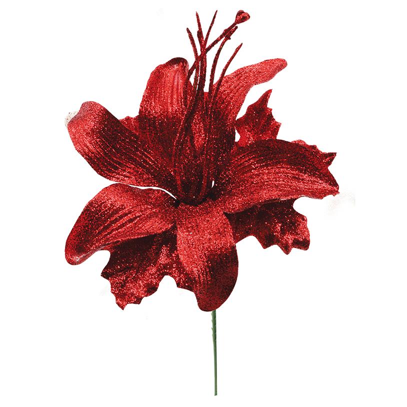 PICK LÍRIO GLITTER VERMELHO 24CM