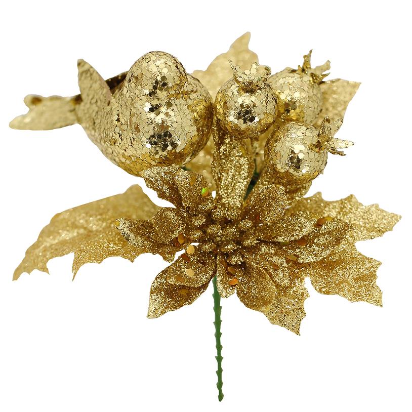 PICK PASSARINHO GLITTER DOURADO 20CM