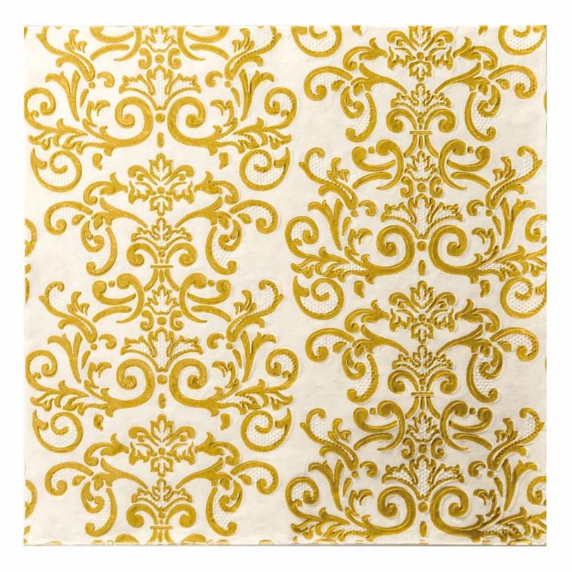 GUARDANAPOS OURO/BRANCO 32X32CM