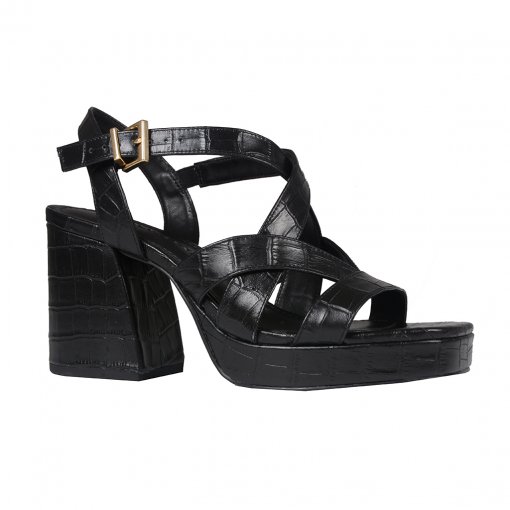 sandalia salto bloco preta