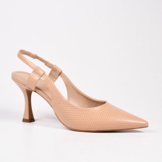 Slingback Nude Salto Alto Couro Texturizado 2