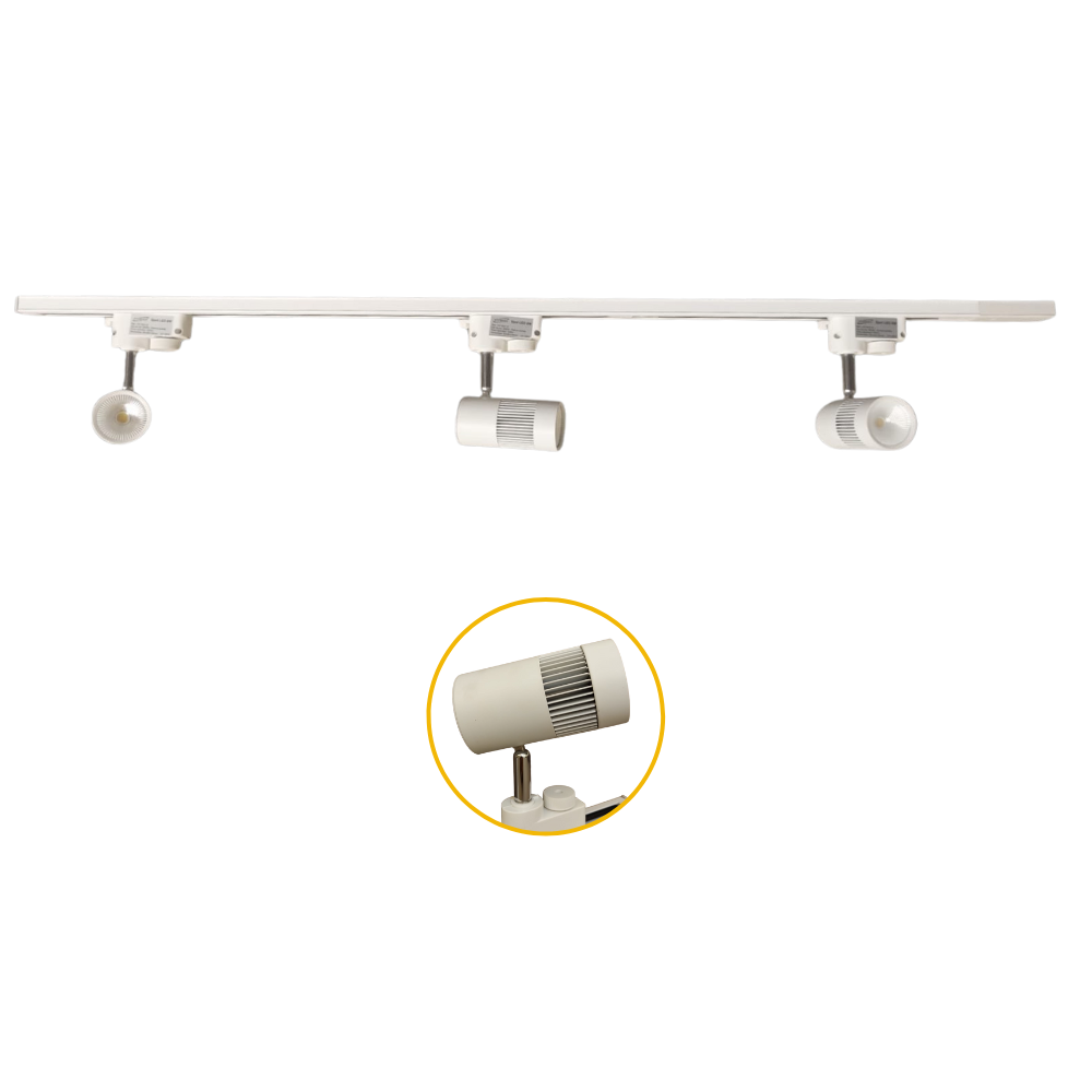 Kit composto de 3 Spots com LED integrado de 8W + Trilho Eletrificado de 1M