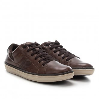 sapatênis couro west coast command cadarço elástico masculino