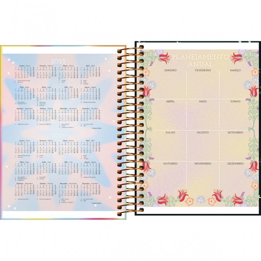Agenda Espiral Diária 11,7 x 16,4 cm Capricho 2025 Tigre Com Flores