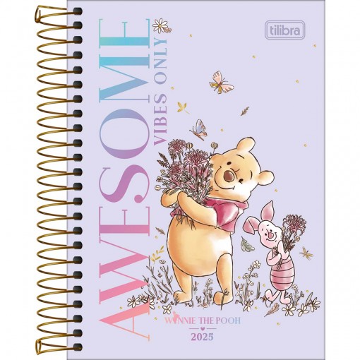 Agenda Espiral Diária 12,9 x 18,7 cm Pooh 2025 - Awesome Vibes