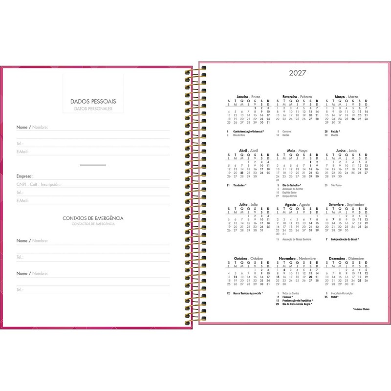 Agenda Executiva Espiral Diária 12,9 x 18,7 cm Napoli 2027