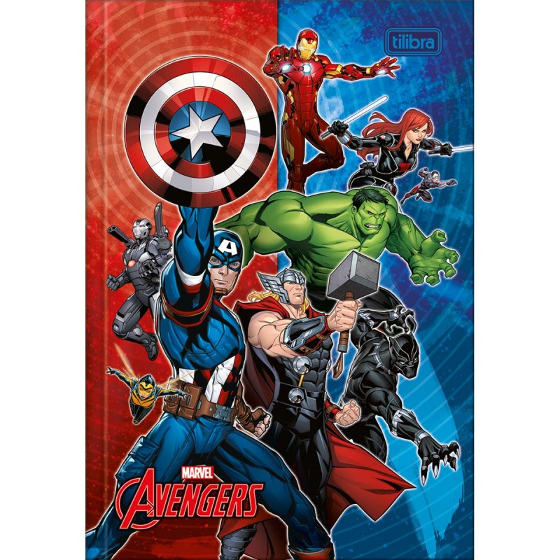 Caderno Brochura Capa Dura 1/4 Avengers 48 Folhas (Pacote com 5