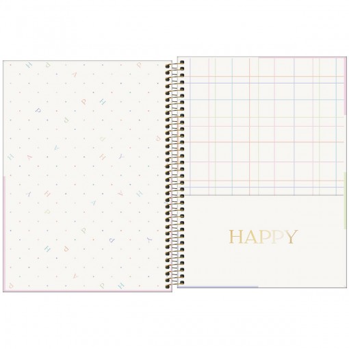 Caderno Espiral Capa Dura Universitário 1 Matéria Happy 80 Folhas - Sortido