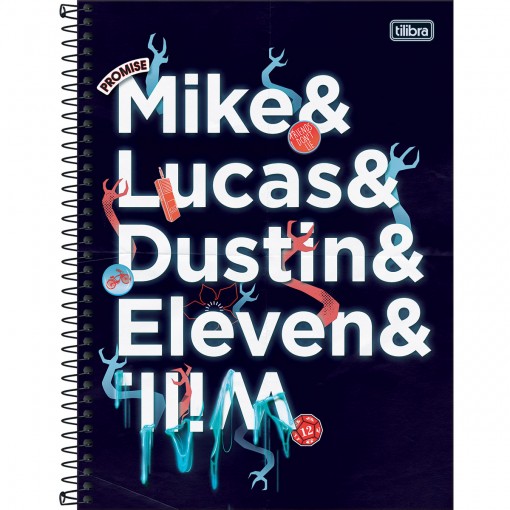 Caderno Espiral Capa Dura Universitário 16 Matérias Stranger Things 256  Folhas - Sortido