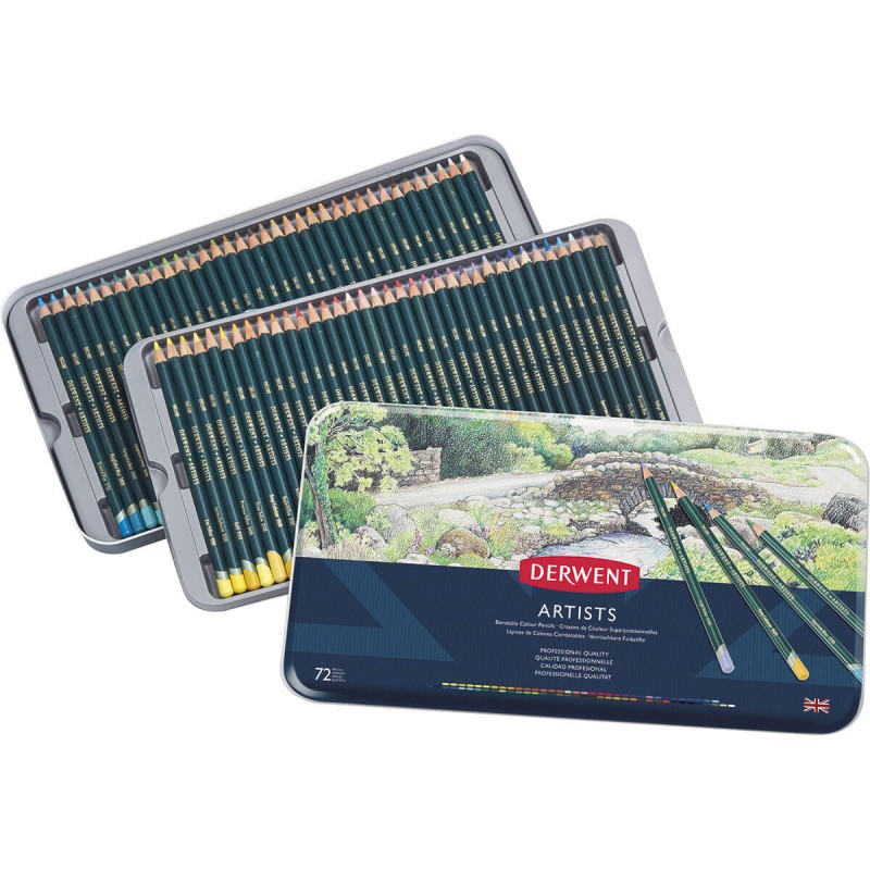 Lápis de Cor Permanente Artists 72 Cores Estojo Lata